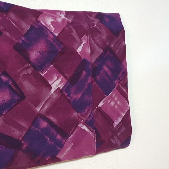 Pink Twill Womens Shirt Tunic Top Purple Blouse Geometric Squares Violet Small - Picture 4 of 8